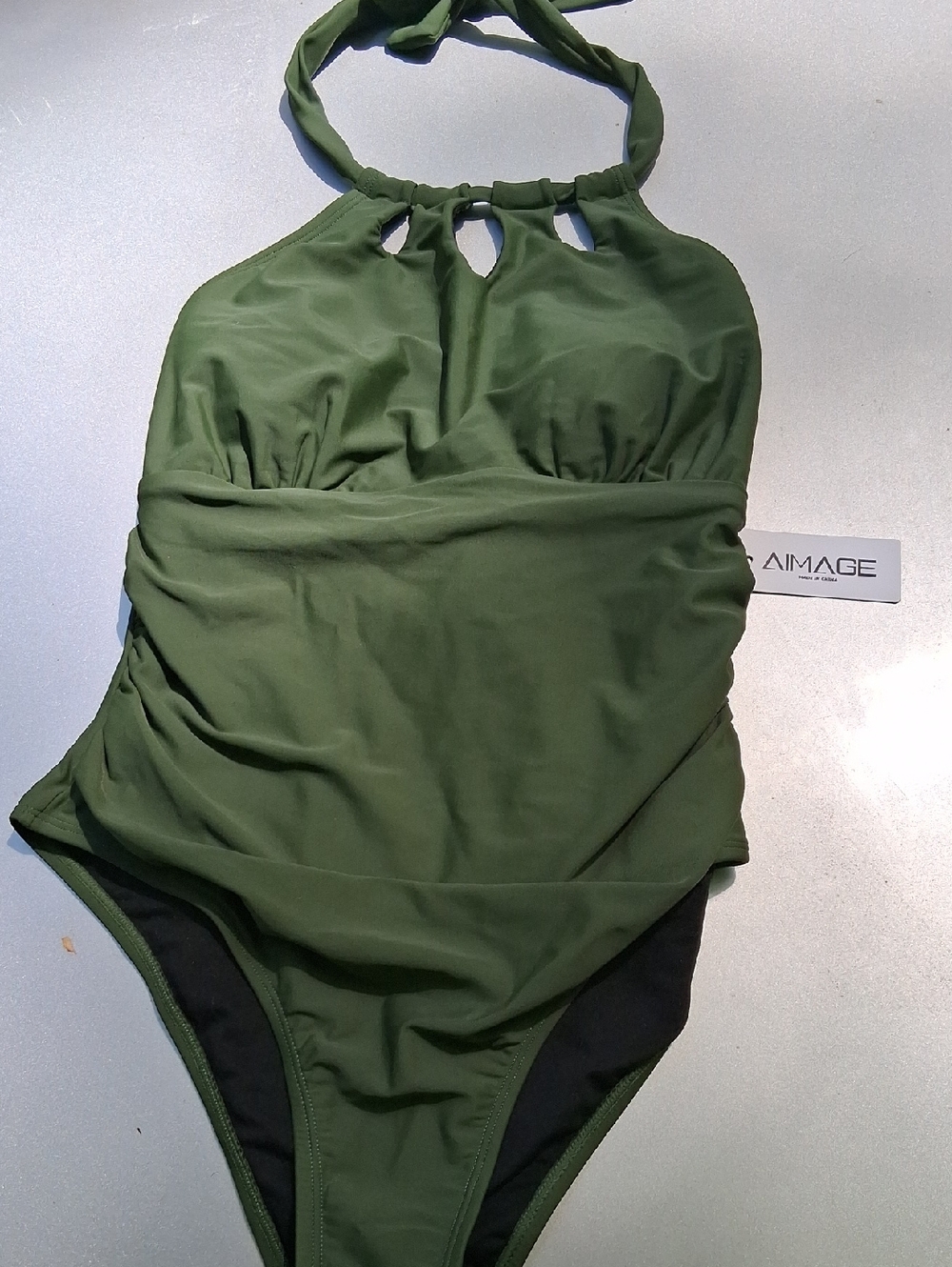 Amimage Olive Green Halter One-Piece Swimsuit